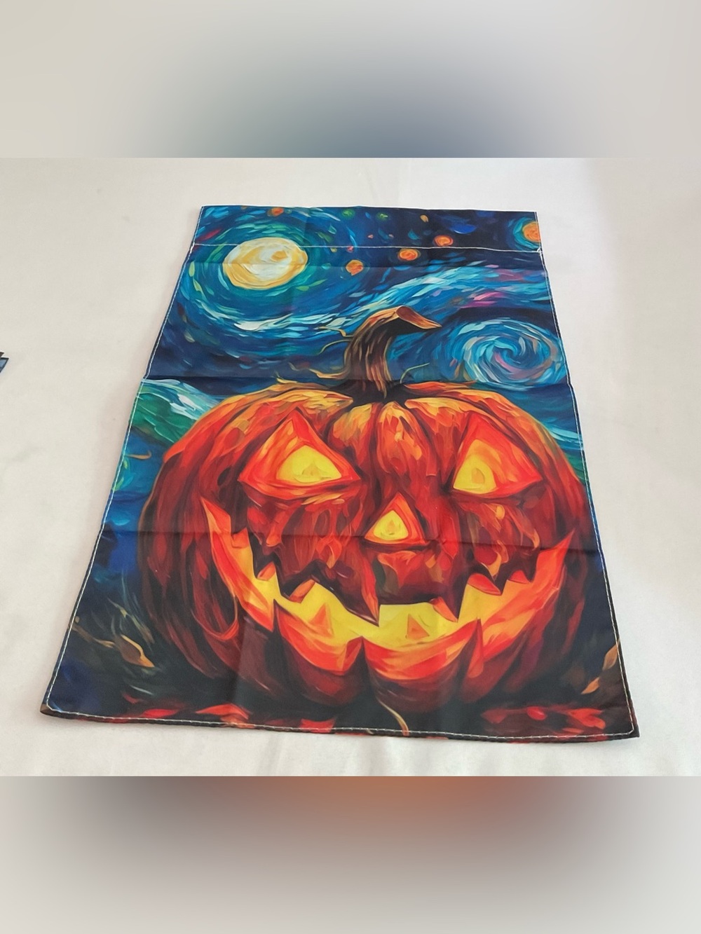 Jack-O'-Lantern Pumpkin Garden Flag with Starry Night Background